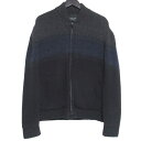 【中古】美品 Roberto Collina ロベルトコリーナ ジップアップ パデッド ニットジャケット 48サイズ ブラック×ネイビー×グレー メンズ Lux...