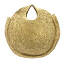 【中古】美品 Le voyage en panier ルヴォヤージュアンパニエ ラウンドカゴバッグ ラフィア 天然草木 サークル かばん ベージュ レディース ...