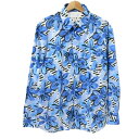 【中古】美品 21SS MARNI マルニ 花柄 フラワープリント 長袖 シャツ サイズ50 ブルー×ブラック メンズ Luxs ブランド古着のリュクス