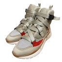 【中古】美品 Chloe クロエ SONNIE HIGH ソニーハイ クロスストラップ ハイカットスニーカー 37 24cm相当 グレー×オレンジ レディース Luxs ブランド古着のリュクス(4)