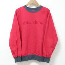 【中古】美品 miss chloe ミスクロエ ヴィンテージ 配色 ロゴ刺 裏起毛 クルーネック プルオーバー スウェットシャツ トレーナー 40 レッド レディース Luxs ブランド古着のリュクス