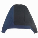 【中古】美品 JOSEPH ジョセフ バイカラー スイッチング オーバーサイズ ニット 長袖 プルオーバー ハイゲージ セーター S 黒×紺 レディース Lux...