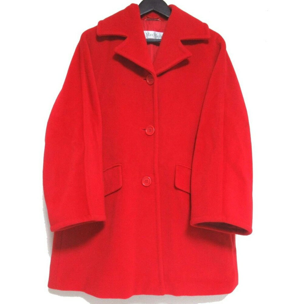 【中古】美品 Max Mara マックスマーラ バージンウール シングル オーバーサイズ コート F38サイズ レッド レディース Luxs ブランド古着のリュクス