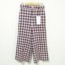 【中古】未使用 19AW GUCCI グッチ チェック柄 ツイード ガウチョパンツ 36 ホワイト×ネイビー×レッド レディース Luxs ブランド古着のリュクス