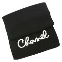【中古】美品 21AW CHANEL シャネル コスチュームパール ロゴエンブロイダリー カシミヤマフラー ブラック レディース Luxs ブランド古着のリュク...