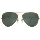 【中古】美品 B&L RayBan ボシュロム レイバン ヴィンテージ アビエーター 度無 ティアドロップ サングラス 58□14 ブラックグリーン系レンズ メ...