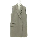 【中古】美品 STELLA McCARTNEY ステラマッカートニー カシミヤブレンド ダブルフェイス ロングベスト ノースリーブコート 44 グレー レディー...