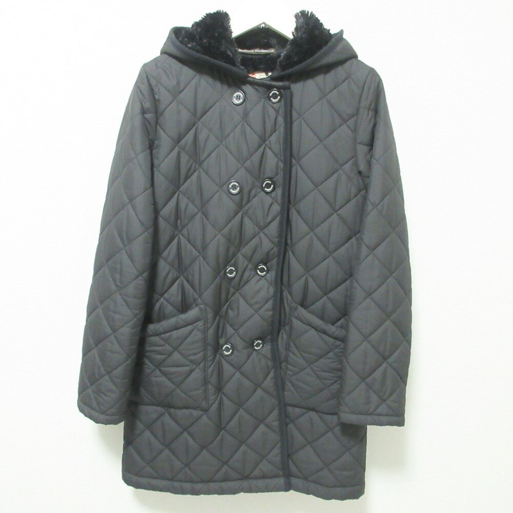 【中古】美品 Traditional Weatherwear トラディショナルウェザーウェア ERITH ボアライニング フーデッド キルティングコート 36 ブラック レディース Luxs ブランド古着のリュクス
