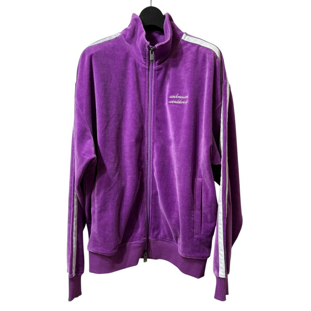 【中古】未使用 UNKNOWN アンノウン ベロア スタンドカラーブルゾン トラックジャケット+イージーパンツ セットアップ XS/L パープル メンズ Luxs ブランド古着のリュクス