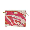 【中古】良品 Emilio Pucci エミリオプッチ メタルロゴ プッチ柄 ジップ コスメポーチ 小物入れ ピンク系 レディース Luxs ブランド古着のリュ...