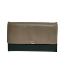 【中古】美品 Paul Smith ポールスミス レザー ロゴ 二つ折り 長財布 ロングウォレット ショルダーストラップ付き ブラック×グレージュ レディース Luxs ブランド古着のリュクス(4)