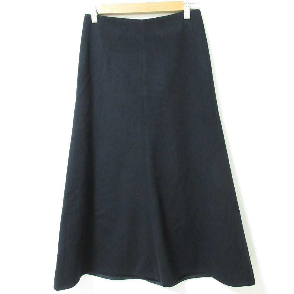 【中古】美品 22AW EVERYDAY I LIKE. エブリデイアイライク ドゥーズィエムクラス ウール×カシミヤ フレア ロングスカート 36 ネイビー レディース Luxs ブランド古着のリュクス