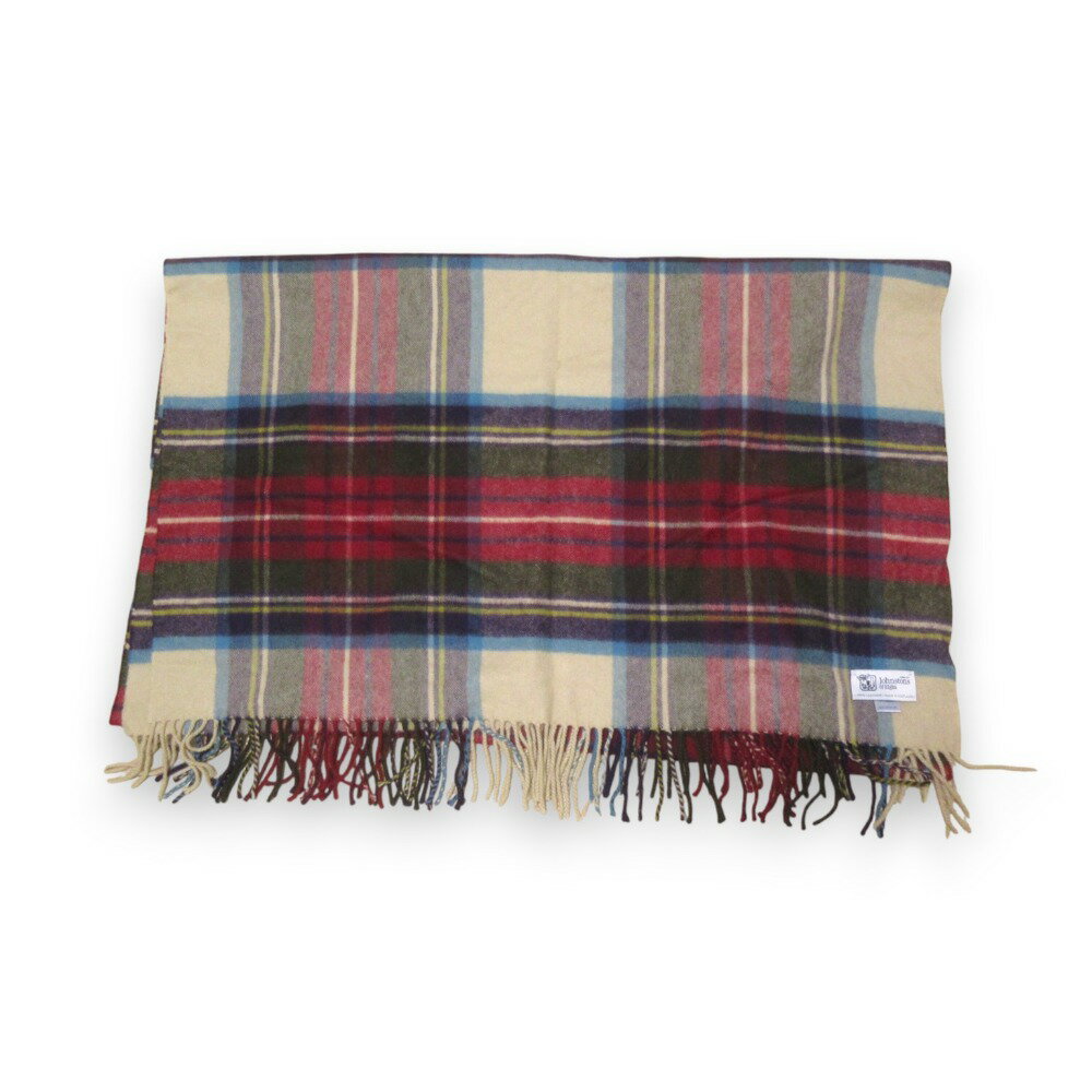 【中古】美品 Johnstons of Elgin ジョンストンズオブエルガン チェック柄 カシミヤ100% 大判ストール マフラー マルチカラー レディース Luxs ブランド古着のリュクス