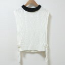 【中古】美品 Rene ルネ 2024年製 サイドリボン ノースリーブ ケーブルニット セーター ベスト 36 ホワイト レディース Luxs ブランド古着のリ...