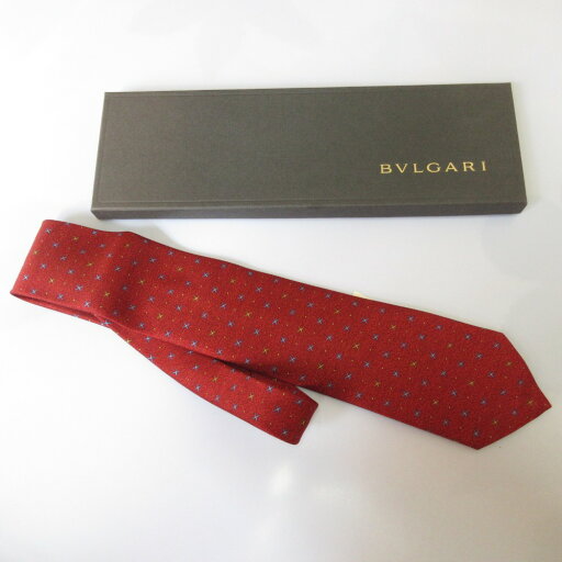 【中古】未使用 BVLGARI ブルガリ シルク100% セッテピエゲ ネクタイ ワイドタイ レッド メンズ Luxs ブランド古着のリュクス 【中古】未使用 BVLGARI ブルガリ シルク100% セッテピエゲ ネクタイ ワイドタイ レッド メンズ Luxs ブランド古着のリュクス