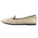 【中古】 TOD'S トッズ スエードレザー ダブルT ローファー シューズ スリッポン 靴 サイズ37 24cm グレー レディース Luxs ブランド古着のリュクス(4)