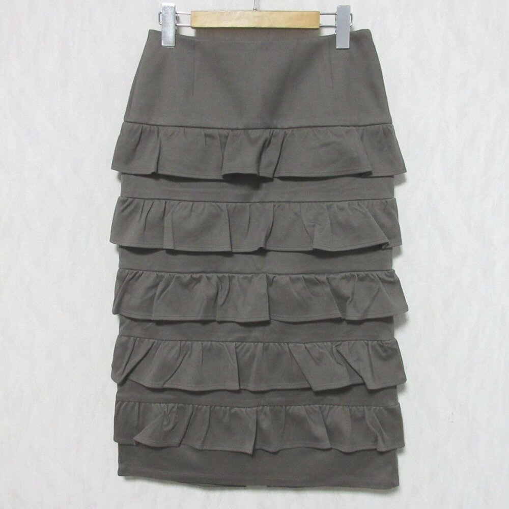 【中古】未使用 22SS BORDERS at BALCONY ボーダーズアットバルコニー SMOOTH FRILL SKIRT ティアード スカート 38 チャコールグレー レディース Luxs ブランド古着のリュクス