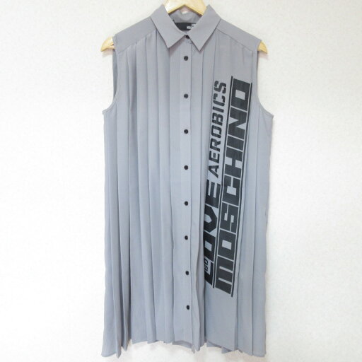 【中古】美品 LOVE MOSCHINO ラブモスキーノ ロゴプリント ノースリーブ プリーツ チュニック ワンピース 38 グレー レディース Luxs ブランド古着のリュクス 【中古】美品 LOVE MOSCHINO ラブモスキーノ ロゴプリント ノースリーブ プリーツ チュニック ワンピース 38 グレー レディース Luxs ブランド古着のリュクス