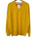 【中古】美品 Salvatore Ferragamo サルヴァトーレフェラガモ カシミヤ100% 長袖 Vネック ニット セーター XL イエロー メンズ Luxs ブランド古着のリュクス(4)