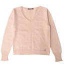 【中古】新品同様 Laurel ローレル ウール カシミヤ混 ニット セーター カットソー 長袖 Vネック センタープレス ロゴ サイズ36 ピンク レディース...