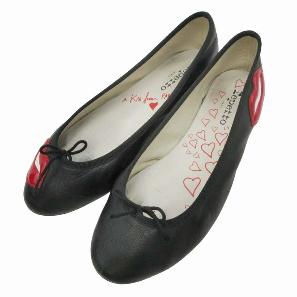 【中古】美品 Repetto レペット SYLVIE リップモチーフ バレエシューズ フラット シューズ レザー リボ..