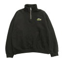 【中古】良品 LACOSTE ラコステ ハーフジップ スタンドカラー スウェット シャツ トレーナー カットソー 長袖 ロゴ M 黒 ブラック メンズ レディー...