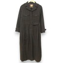 【中古】良品 Nigel Cabourn ナイジェルケーボン リネンウール 長袖 ウエストベルト ロン丈 ワークシャツワンピース サイズ8 ブラウン レディース Luxs ブランド古着のリュクス