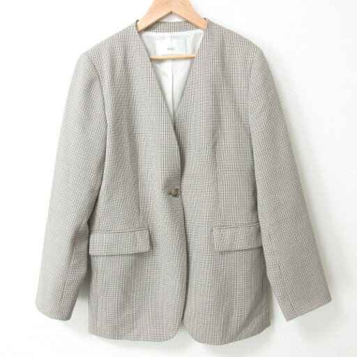 【中古】新品同様 23AW INED イネド ガンクラブカラーレスジャケット Vネック ノーカラー ブルゾン 7134141020 11号 ブラウン系 レディース Luxs ブランド古着のリュクス 【中古】新品同様 23AW INED イネド ガンクラブカラーレスジャケット Vネック ノーカラー ブルゾン 7134141020 11号 ブラウン系 レディース Luxs ブランド古着のリュクス