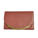 【中古】美品 See by Chloe シーバイクロエ LIZZIE リジー レザー メタルバー 三つ折り財布 コンパクト ウォレット ピンクブラウン レディース Luxs ブランド古着のリュクス(4)