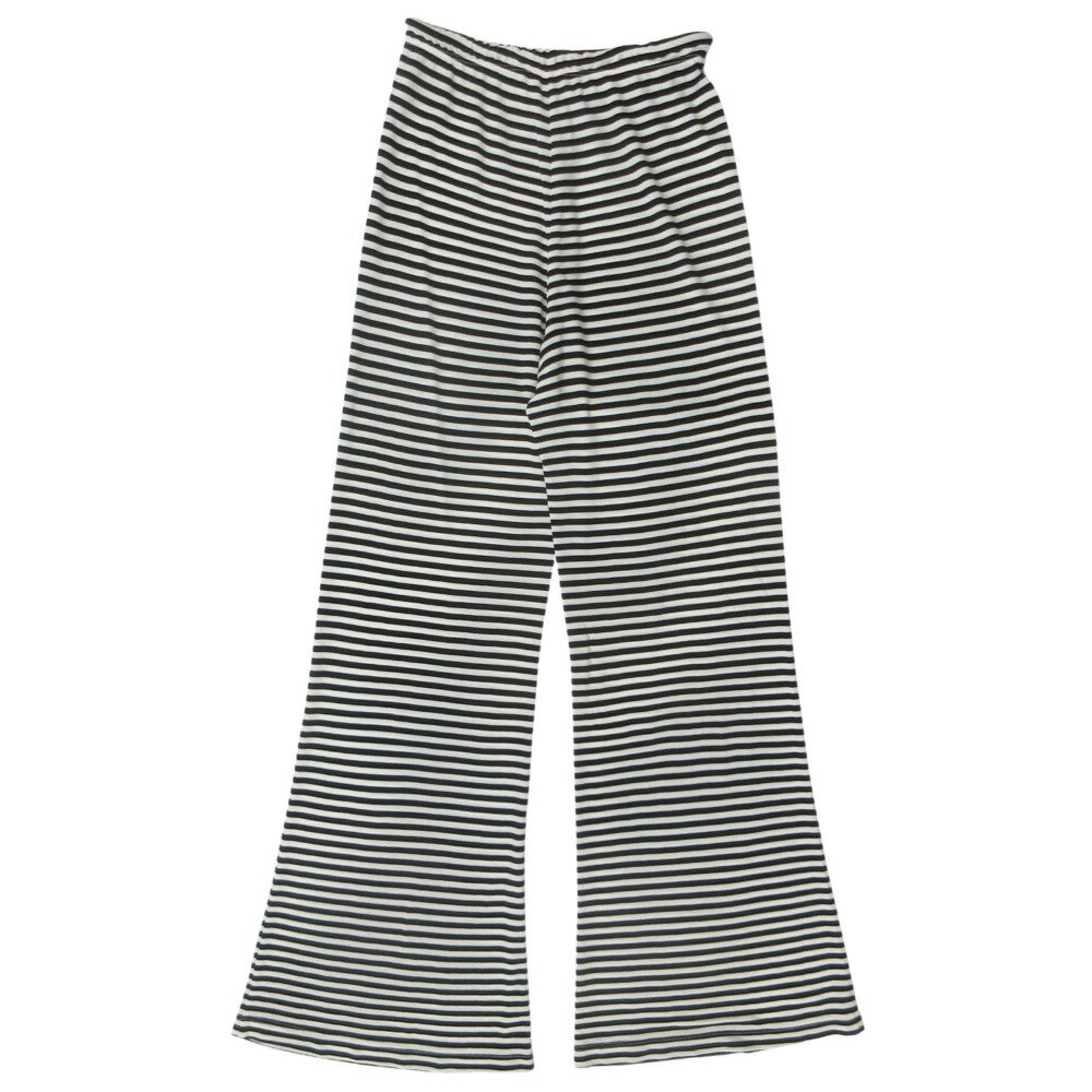 【中古】美品 MAX MARA マックスマーラ 白タグ ボーダー イージー パジャマ パンツ ルームウェア 紐 ロープ 黒 ブラック 白 ホワイト レディース Luxs ブランド古着のリュクス