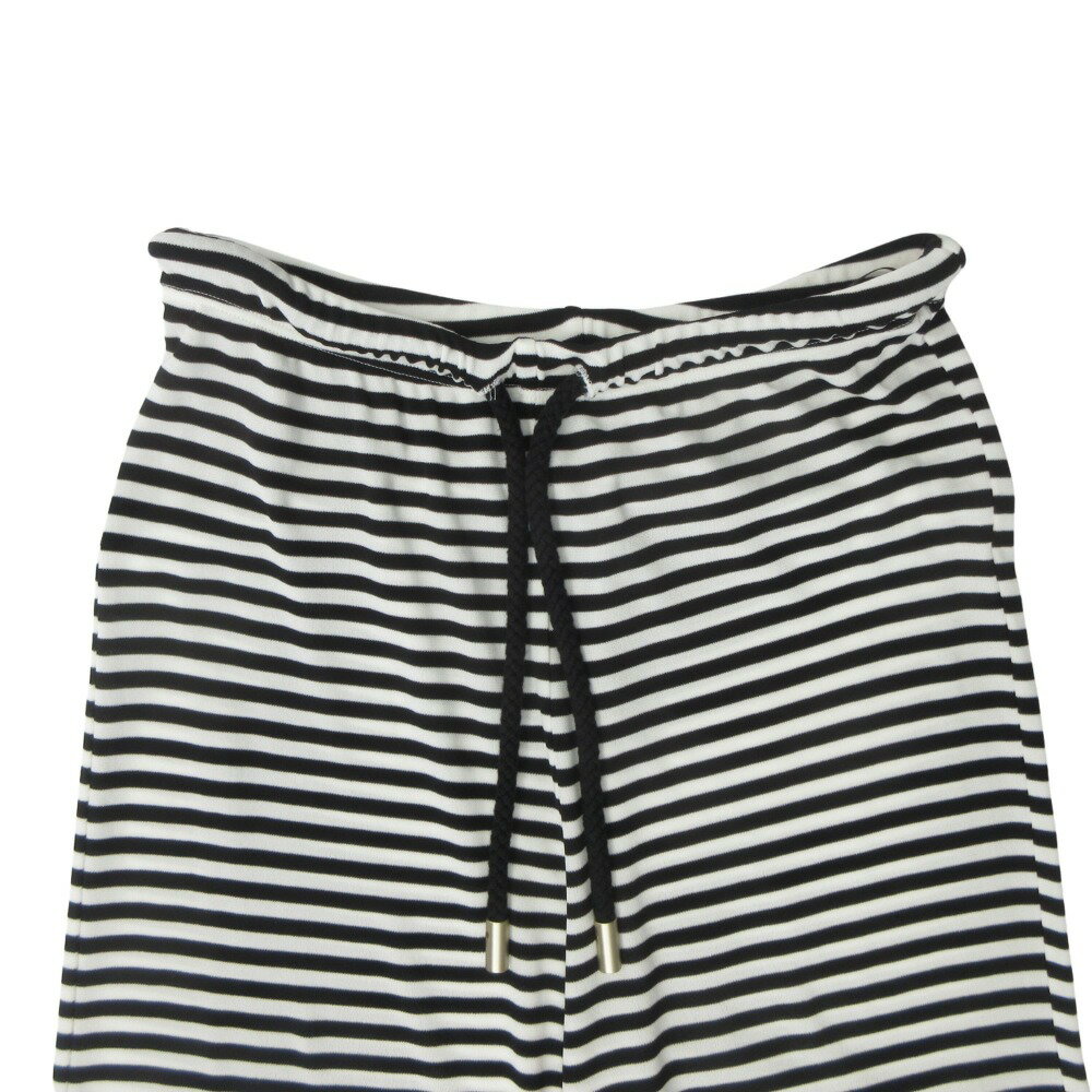 【中古】美品 MAX MARA マックスマーラ 白タグ ボーダー イージー パジャマ パンツ ルームウェア 紐 ロープ 黒 ブラック 白 ホワイト レディース Luxs ブランド古着のリュクス