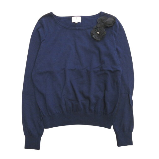 【中古】美品 LANVIN en Bleu ランバンオンブルー チュール レイヤード ニット セーター クルーネック 花 38 ネイビー レディース Luxs ブランド古着のリュクス 【中古】美品 LANVIN en Bleu ランバンオンブルー チュール レイヤード ニット セーター クルーネック 花 38 ネイビー レディース Luxs ブランド古着のリュクス