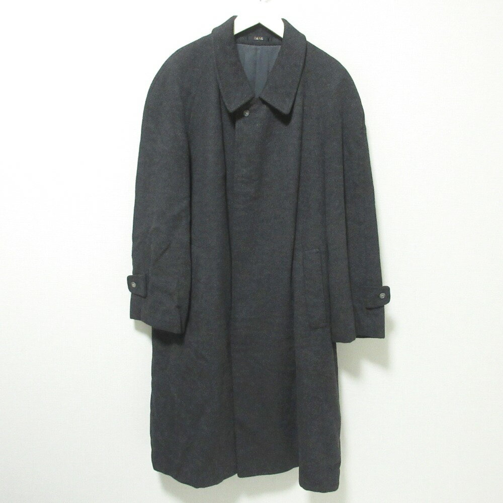 【中古】美品 DAKS ダックス ヴィンテージ ウール ロング ステンカラーコート バルマカーンコート 94A6 チャコールグレー メンズ Luxs ブランド古着のリュクス