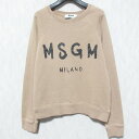 【中古】美品 MSGM エムエスジーエム ロゴプリント クルーネック プルオーバー スウェットシャツ トレーナー 2541MDM89 M モカベージュ レディー...