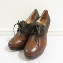 【中古】美品 BALLY バリー レザー プラットフォーム ハイヒール レースアップ ブーティ 36.5 23.5cm ブラウン レディース Luxs ブランド古着のリュクス