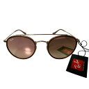 【中古】美品 Ray-Ban レイバン ROUND DOUBLE BRIDGE ゴールドフレーム サングラス RB3647-N ブラウン メンズ Luxs ブランド古着のリュクス(4)