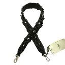 【中古】未使用 FENDI フェンディ スタッズ フラワー ストラップ ユー ウェビング ショルダーストラップ レザー バッグアクセサリー 黒 ブラック メンズ...