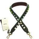 【中古】未使用 FENDI フェンディ スタッズ ストラップ ユー ウェビング ショルダーストラップ レザー バッグアクセサリー 緑 グリーン メンズ レディー...