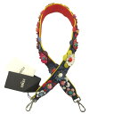 【中古】未使用 FENDI フェンディ フラワー スタッズ ストラップユー ウェビング ショルダーストラップ レザー バッグアクセサリー マルチカラー レディー...