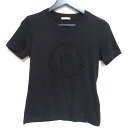 【中古】美品 22SS MONCLER モンクレール ラインストーンロゴ ショートスリーブ 半袖 クルーネック Tシャツ カットソー XSサイズ ブラック レディース Luxs ブランド古着のリュクス(4)