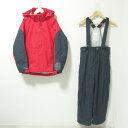 【中古】良品 22AW DESCENTE デサント キッズ 子供用 スノーウェア スーツ 上下 セットアップ DWJUJH93 160cm レッド×ネイビー キ...