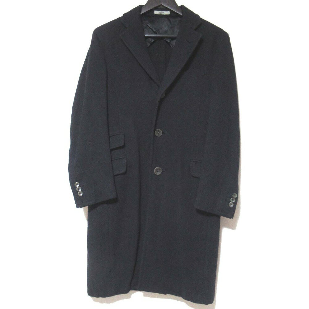 【エントリーポイント10倍】【中古】美品 BOGLIOLI ボリオリ ウール シングル チェスターコート 44サイズ ダークネイビー メンズ Luxs ブランド古着のリュクス
