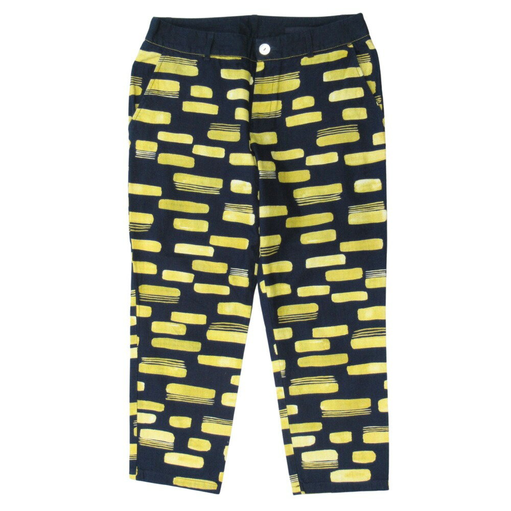 【中古】美品 vm ヴーム 総柄 スリム クロップド パンツ スラックス サイズ2 インディゴブルー/ネイビ..