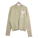 【中古】美品 AMI PARIS アミパリス アレクサンドルマティッシ クルーネック ハートロゴ アルパカ ニット セーター M ベージュ レディース Luxs ブランド古着のリュクス(4)