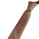 【中古】美品 HERMES エルメス シルク100% ビットプリント レギュラータイ ネクタイ 627TA ブラウン メンズ Luxs ブランド古着のリュクス