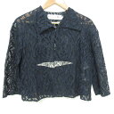 【中古】美品 Christian Dior クリスチャンディオール ラフシモンズ期 シアー 総レース ブラウス シャツ サイズF34 ネイビー レディース Luxs ブランド古着のリュクス(4)