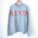 【中古】良品 VALENTINO ヴァレンティノ ロゴプリント ロングスリーブ クルーネックスウェット トレーナー S グレー メンズ Luxs ブランド古着の...