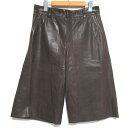 【中古】新品同様 20AW BRUNELLO CUCINELLI ブルネロクチネリ ラムレザー ハーフパンツ ショートパンツ I42サイズ ブラウン レディース Luxs ブランド古着のリュクス