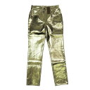 【中古】未使用 23ss Louis Vuitton ルイヴィトン ゴールド コーティング デニム パンツ ジーンズ ジップフライ ボトムス ゴールド 38 レ...