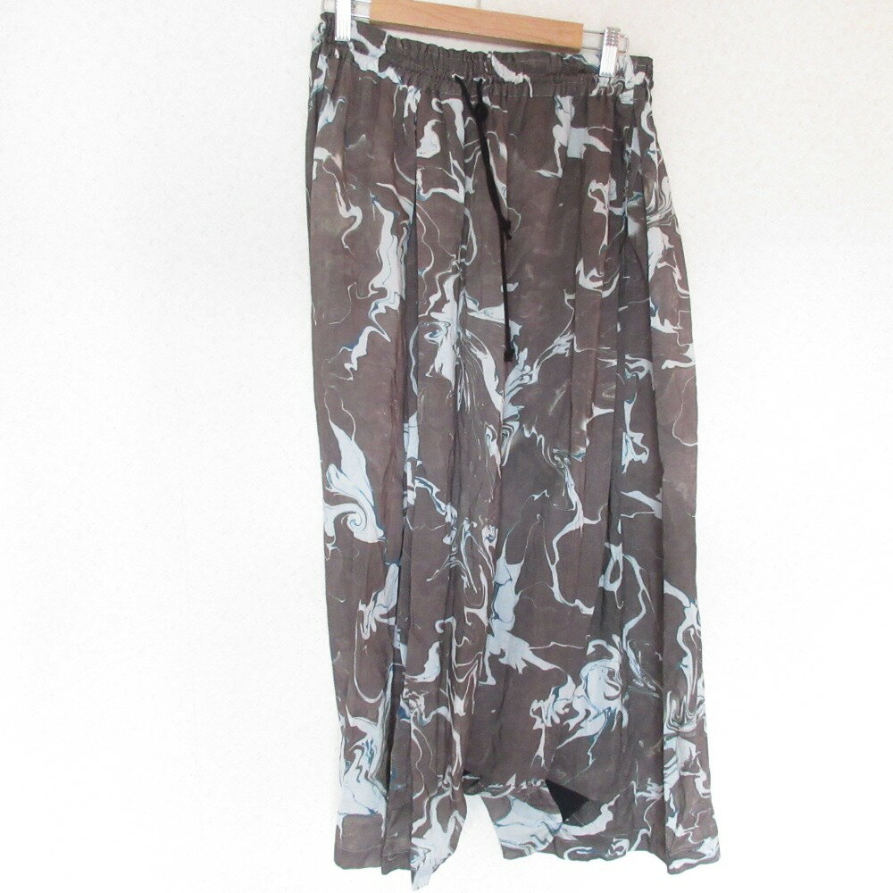 【中古】美品 Y's Yohji Yamamoto ワイズ ヨウジヤマモト 総柄 イージー サルエルパンツ 2 チャコールグレー レディース Luxs ブランド古着のリュクス